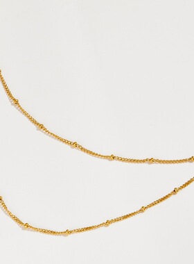 ZNFY欧美简约ins风圆珠双层链条钛钢锁骨链百搭叠戴项链