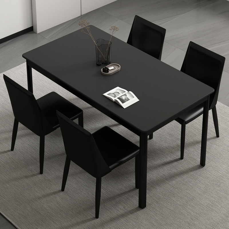 白色极简岩板餐桌椅组合轻奢现代简约小户型家用吃饭桌网红长方形
