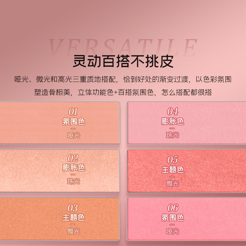 深蓝 彩妆6六色腮红多色可调色大容量膨胀色女嫩粉红橘色修容收缩,淘宝优惠券,粉丝福利购,淘宝优惠卷