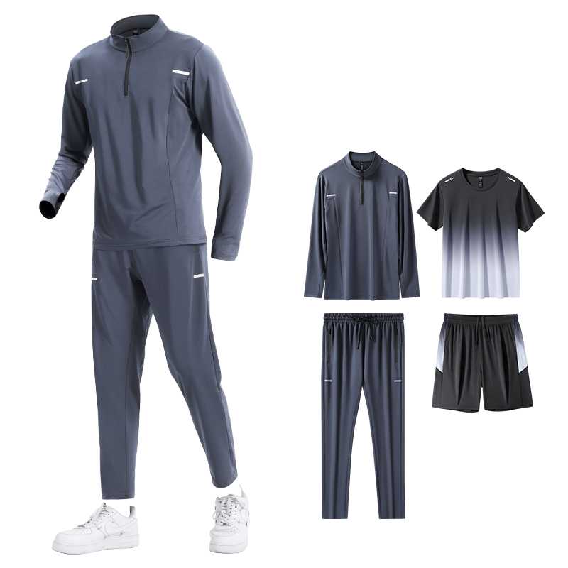 运动套装男士跑步服长袖休闲速干衣短袖男款新款夏季冰丝薄款透气-图3