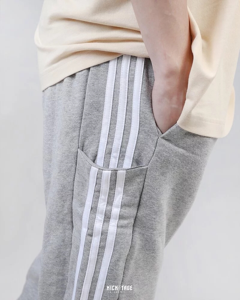 正品ADIDAS阿迪达斯男子经典三道杠酷灰刺绣小LOGO运动长裤IC9407-图3