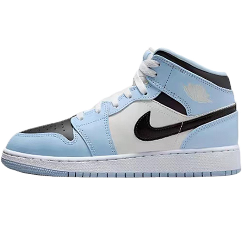 Air Jordan 1 Mid GS AJ1中帮 白蓝色千鸟格复古篮球鞋555112-401 - 图3