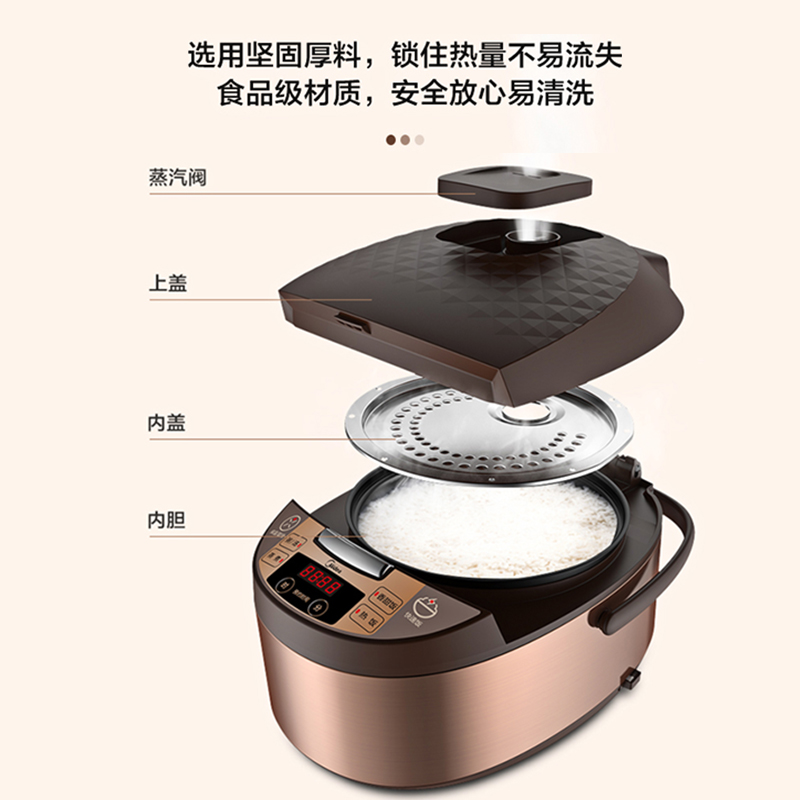 Midea/美的 MB-FS4073A家用电饭煲智能预约多功能电饭锅迷你4升5L - 图2