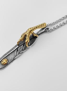 WHYBLUE羽毛老鹰爪项链