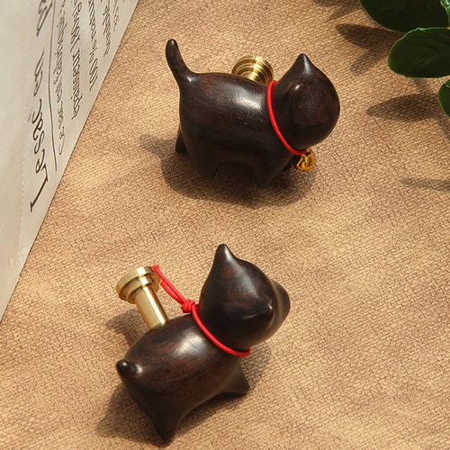 中式复古中古风可爱猫咪实木橱柜柜门拉手拉手抽屉斗柜衣柜把手 - 图1