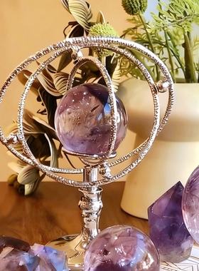 高级水晶球风水球金属底托支架旋转底座展示架水晶阵装饰摆件玄关
