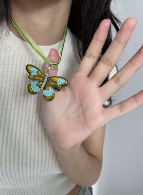 y2k辣妹滴油彩色蝴蝶项链