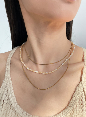 欧美风极简气质叠戴蛇骨链