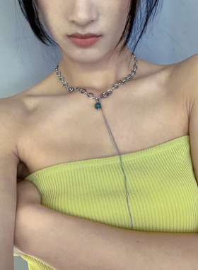 复古中式翡翠绿气质流苏链条玉石