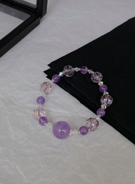 春夏小清新紫色水晶串珠原创手链闺蜜森系轻奢简约手串礼物