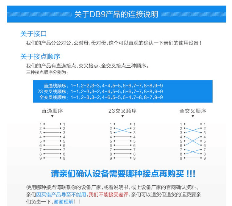 RS232串口线DB9针连接线485通讯线九公对公对母COM口直连交叉定制 - 图3