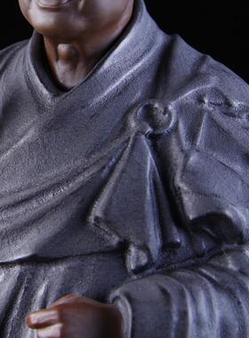 紫砂禅意风人物雕像陶瓷家居装饰