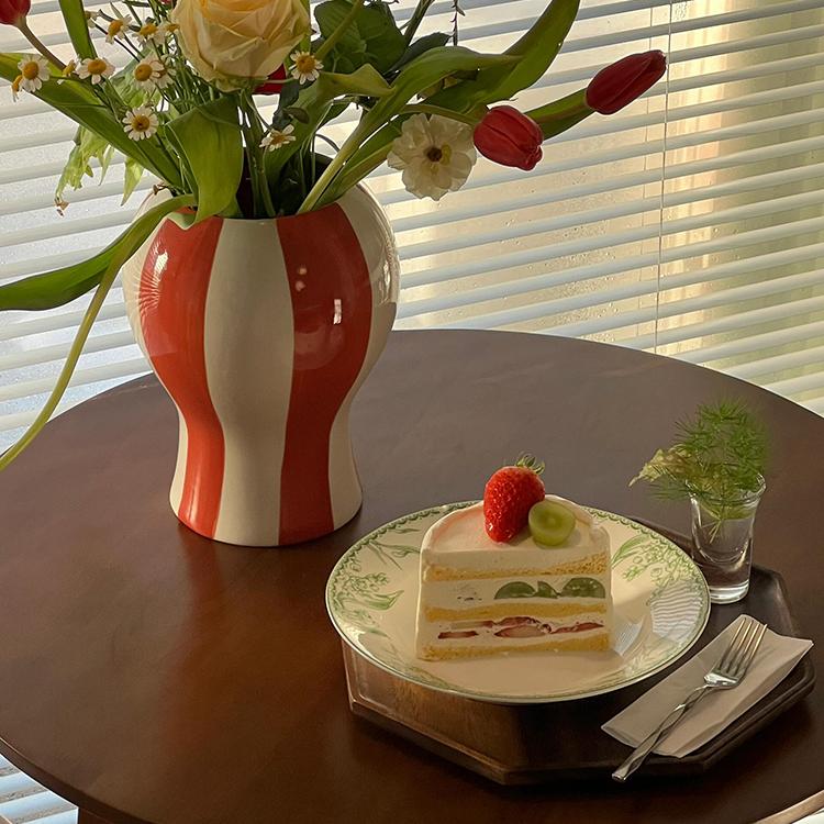 外贸高颜值HAY SOBREMESASTRIPE 陶瓷摆件花彩色条纹花瓶客厅简约 - 图0