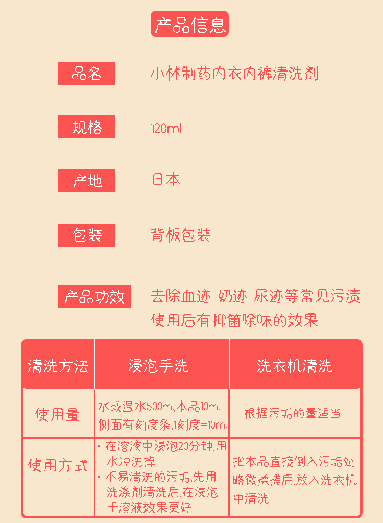 小林制药女士内衣内裤清洗剂生理期专用洗衣液去污去血渍异味抑菌 - 图1