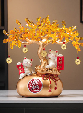 八方来财招财猫办公室玄关客厅装饰摆件开业礼物乔迁新居高档礼品
