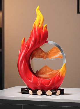 红红火火柴火流沙画摆件轻奢高档客厅玄关酒柜装饰品乔迁开业礼物