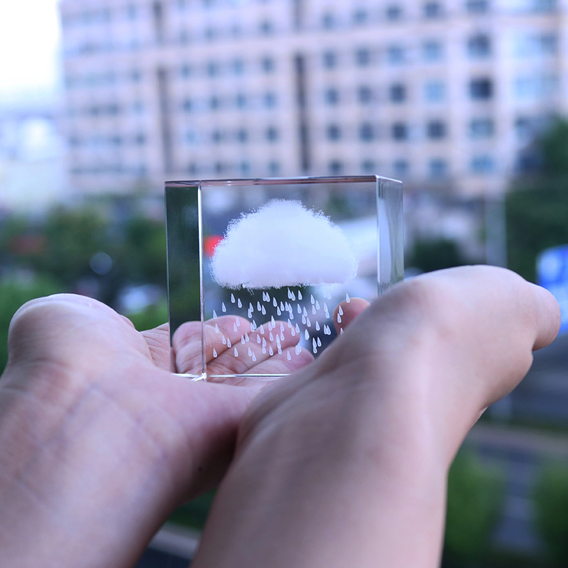 日系治愈小物件下雨的云朵立方情绪稳定桌面水晶摆件生日礼物女生 - 图2