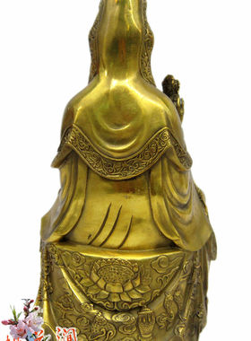 观世音菩萨纯铜质雕像莲花座净瓶
