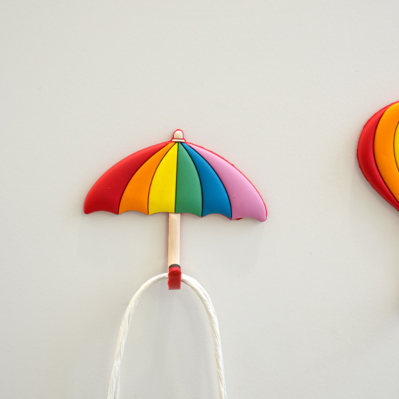 彩虹雨伞气球粘钩 免打孔创意可爱装饰挂钩 墙面贴饰收纳装饰品