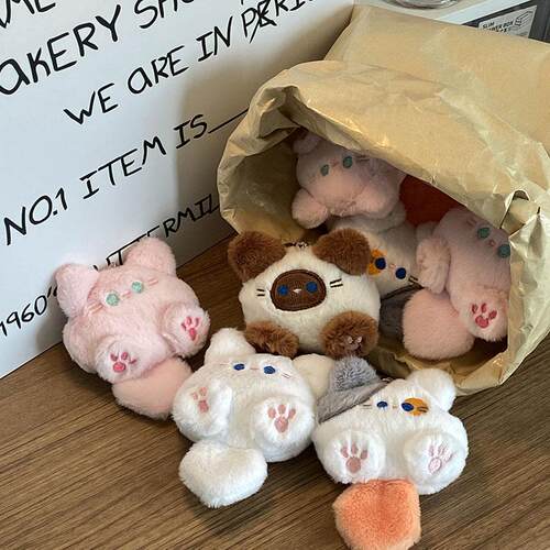 可爱毛绒长尾巴猫钥匙扣挂件软夫夫玩偶公仔书包挂饰配饰闺蜜礼物 - 图2