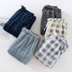 Trousers flannel men coral velvet plaid home pants