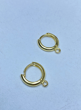 S925纯银圆形法式耳钩耳扣手工diy制作耳环耳饰品材料配件