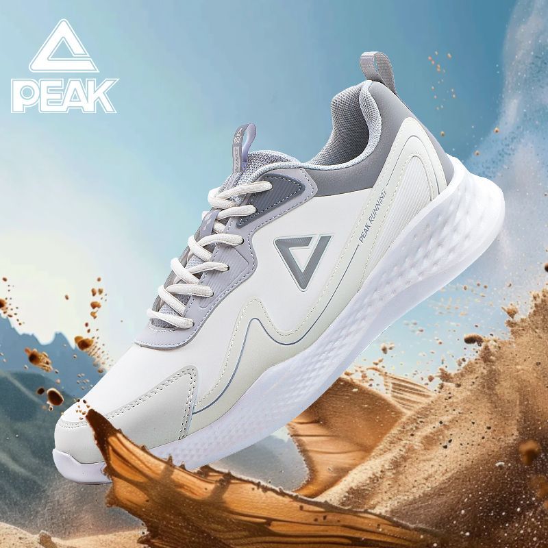 匹克男鞋运动鞋2025冬季新款白色皮面防水减震软底耐磨爸爸慢跑鞋 - 图1