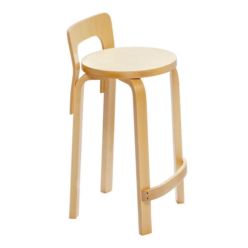 Artek K65阿尔托桦木高脚吧椅北欧简约家用岛台靠背实木高脚凳子 - 图1