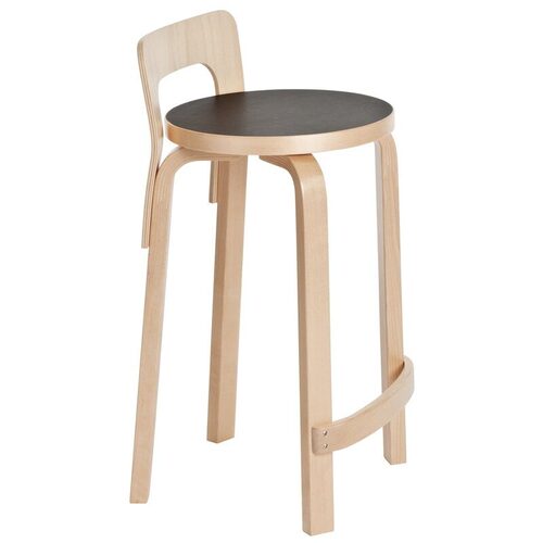 Artek K65阿尔托桦木高脚吧椅北欧简约家用岛台靠背实木高脚凳子 - 图0