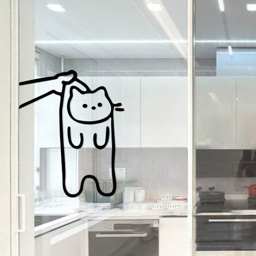 小猫咪有趣贴纸 ins墙贴创意宠物店门贴厨房冰箱玻璃贴房间装饰贴 - 图3