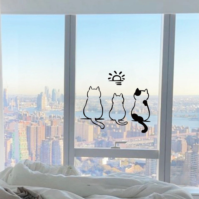 Glass door decorative sticker ins wind anti-collision wall sticker