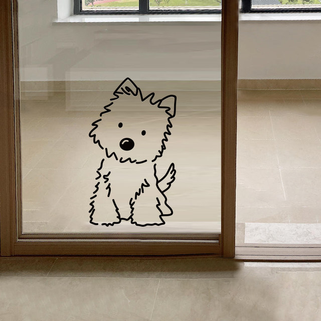Pick up the kitten, cute animal, dog, interesting creative wall sticker, shop kitchen sliding glass door, advanced anti-collision