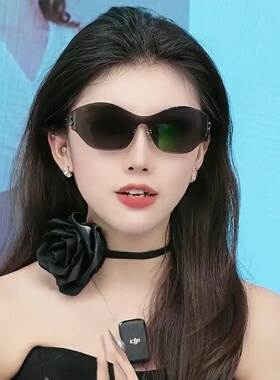 圆方脸显脸小防紫外线无框墨镜