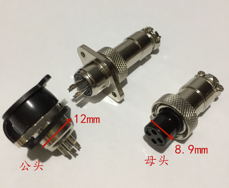 航空插头插座GX12-2芯3芯4芯5芯6芯7芯连接器12MM菱形法兰座DF12 - 图0