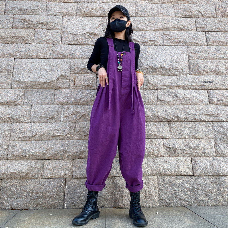 秋冬季新款大码女装胖mm工装背带裤休闲复古宽松显瘦吊带裤子女,淘宝优惠券,粉丝福利购,淘宝优惠卷