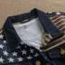 Mùa xuân và mùa thu áo khoác denim mới của nam Hàn Quốc in áo khoác mỏng Màu sắc trẻ trung xu hướng quần áo học sinh - Áo khoác