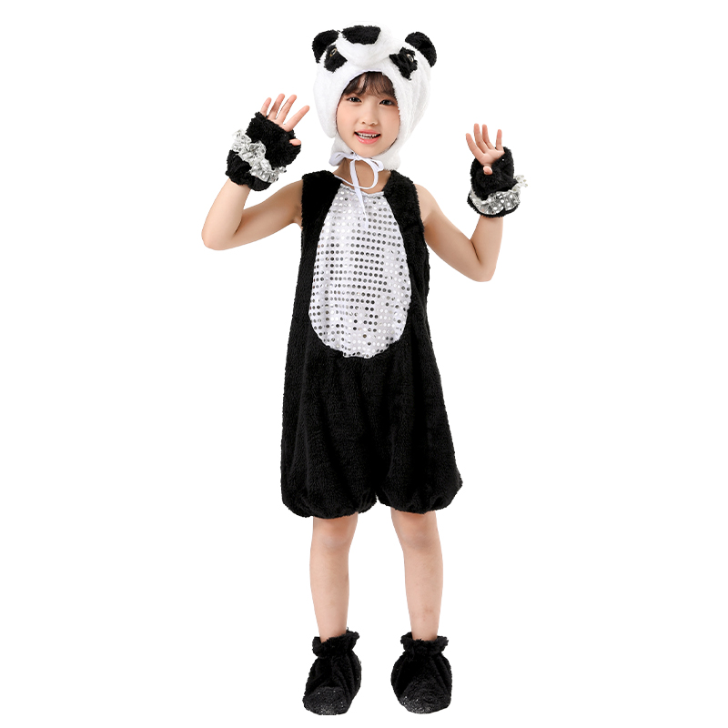 小熊猫连体演出服儿童动物表演服装卡通国宝熊猫衣服幼儿园舞蹈服
