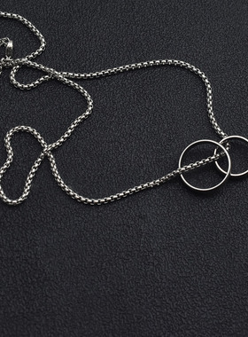 双戒指吊坠项链男女情侣项链