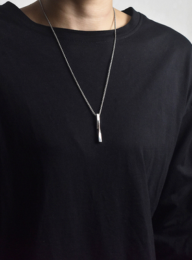 钛钢INS欧美条柱吊坠百搭项链