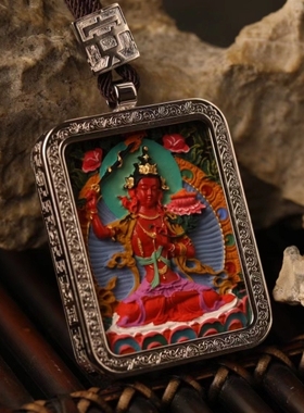 灵丹真朱砂 一生安朱砂手工彩绘唐卡 生肖本命佛纯银镶嵌礼品礼物
