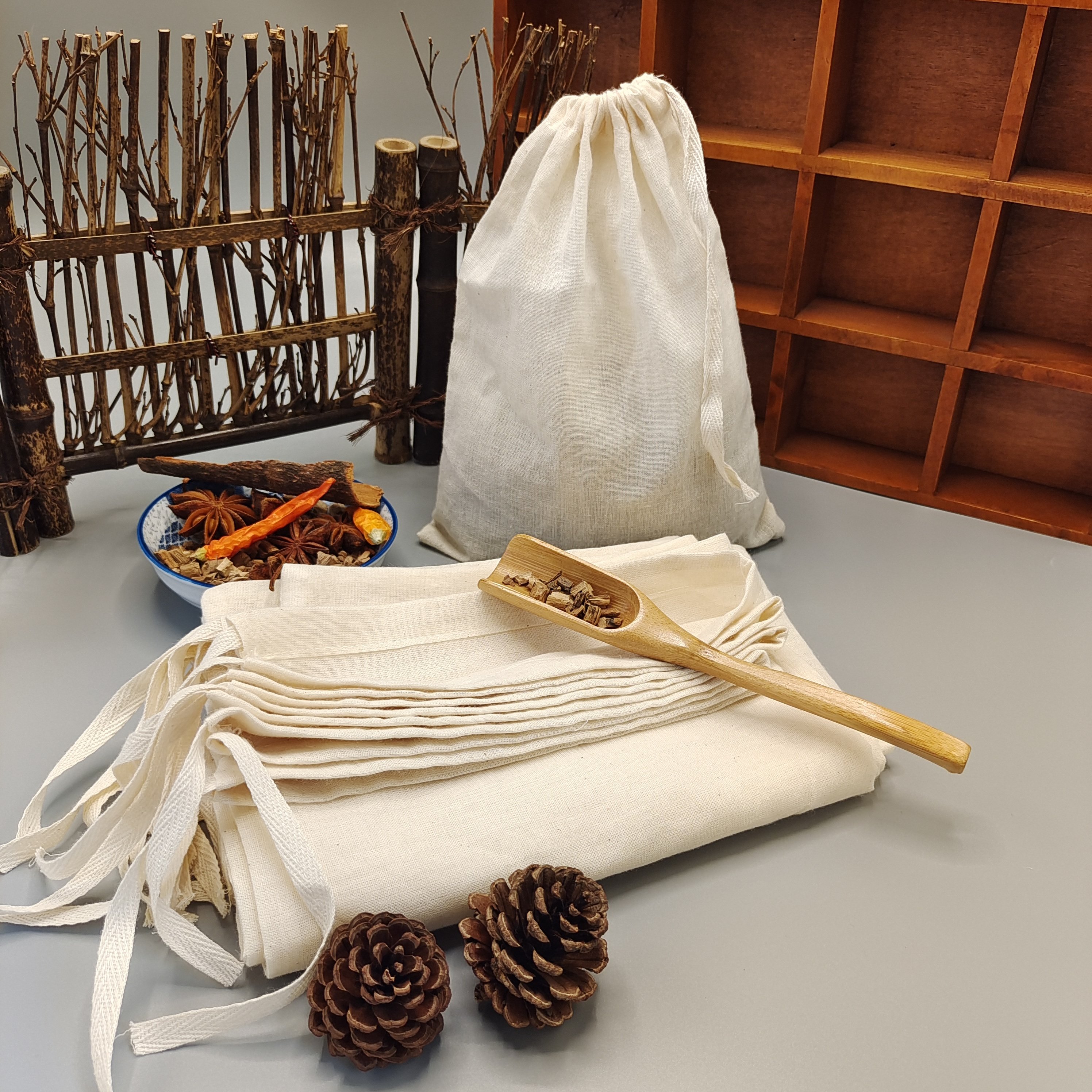 加厚10个20*25纯棉纱布袋艾叶泡澡中药敷药包煎药调料卤料挤菜袋,淘宝优惠券,粉丝福利购,淘宝优惠卷