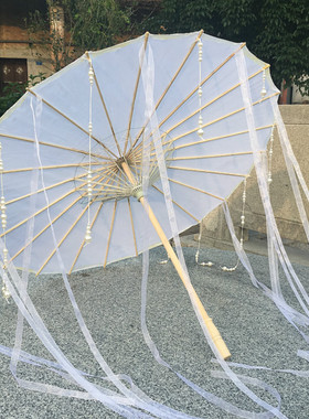 司音儿同款白色珠帘汉服古风道具