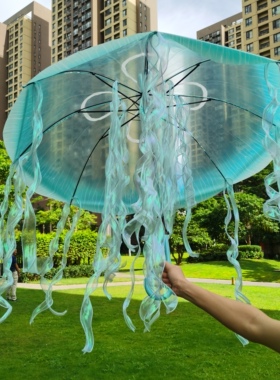灯塔水母发光晴雨两用透明水母雨伞带灯儿童道具伞走秀拍照古风伞