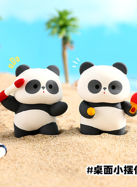 曼妙原创正版运动熊猫盲盒摆件公仔办公室装饰桌面摆饰小礼品