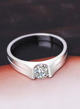 925银戒指男女结婚戒白金色礼物