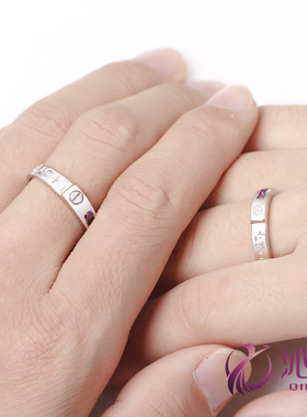 沁缘925银可刻字礼物情侣戒指