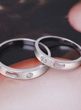 沁缘不离不弃925银情侣戒指刻字