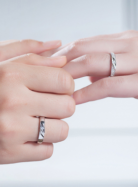 情侣戒指活口韩版银饰品可刻字