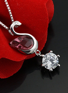 沁缘天鹅吊坠刻字首饰品银项链