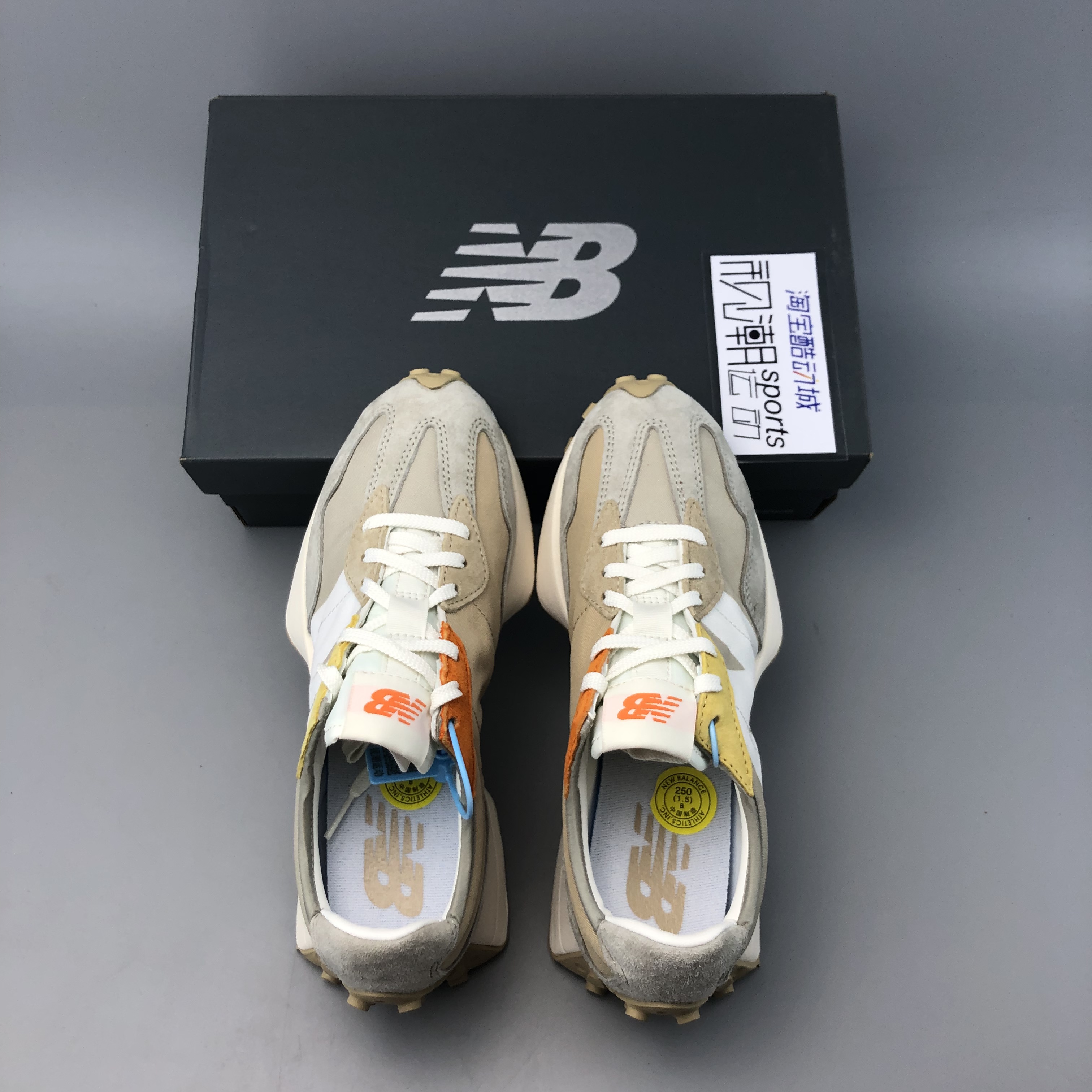 New Balance NB327系列米黄灰鸳鸯男女复古老爹运动休闲鞋WS327MS - 图2